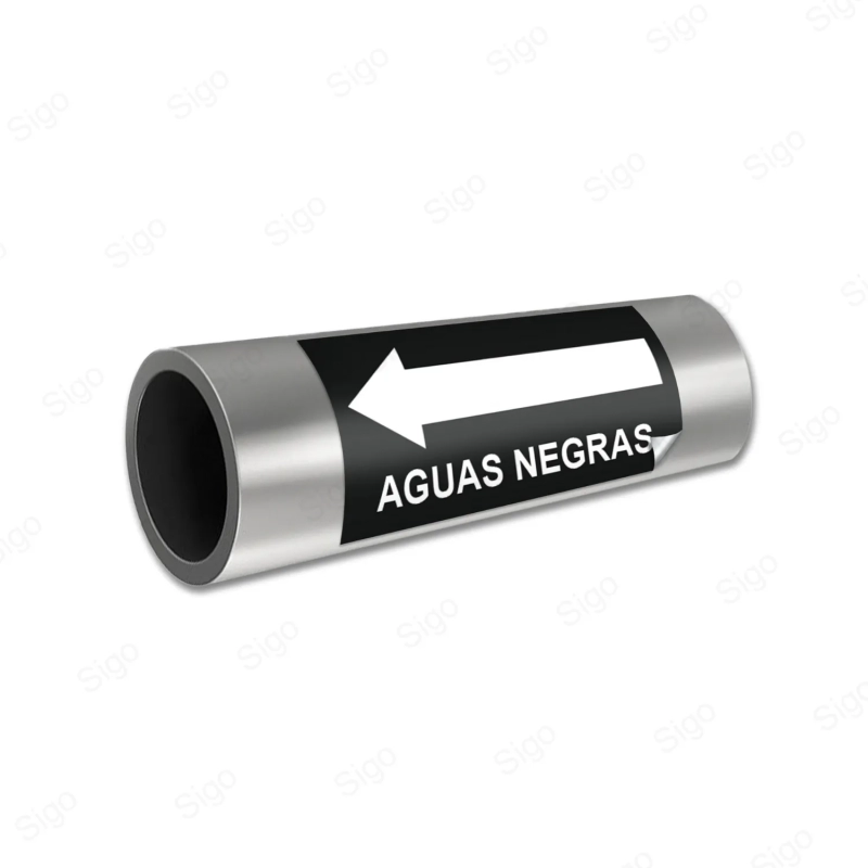 Sticker Identificacion Tuberias - Aguas Negras| Cod. IDT - 13, Identificación de Tuberias