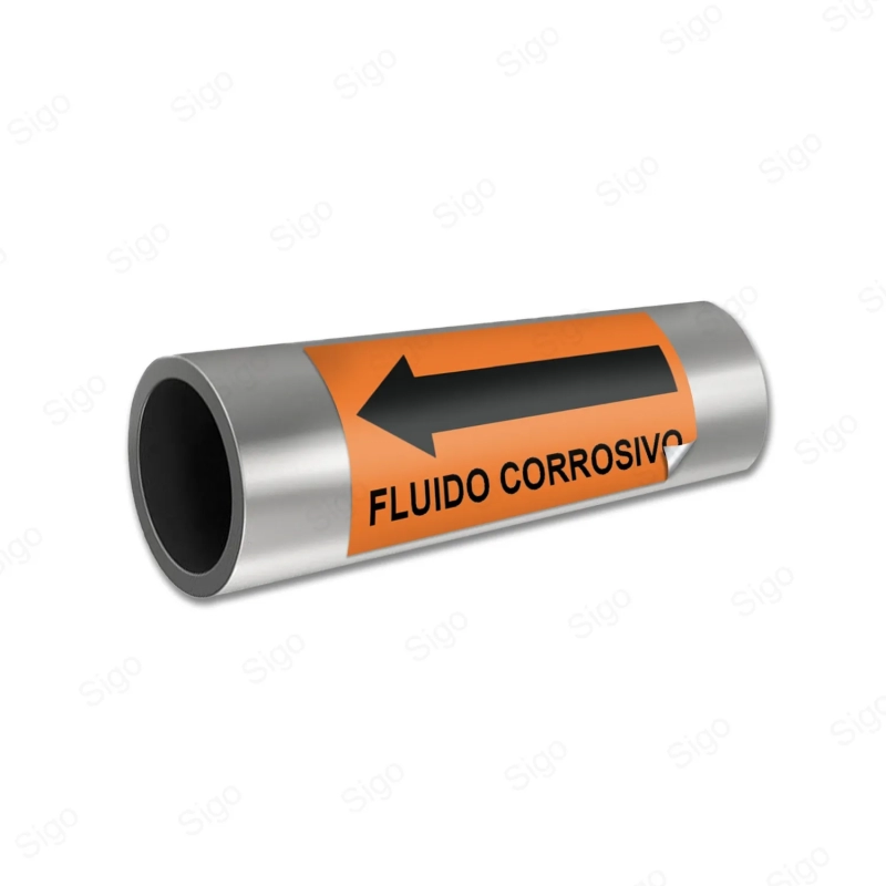 Sticker Identificacion Tuberias - Fluido Corrosivo| Cod. IDT - 21, Identificación de Tuberias