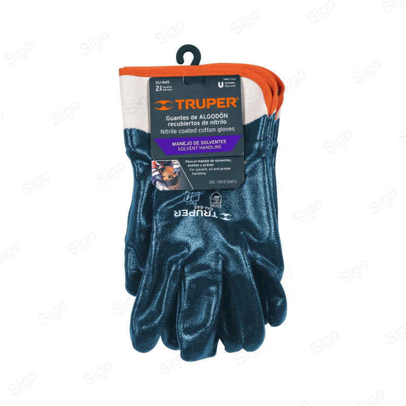 Guantes de Algodón Recubiertos de Nitrilo, Puño Seguridad, Protección de Manos
