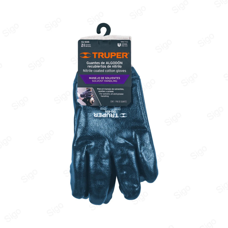 Guantes de Algodón Recubiertos de Nitrilo Puño Tejido, Protección de Manos