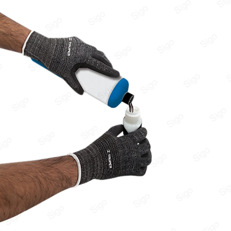 Guantes de Nylon Recubiertos de Nitrilo Arenoso, M, Truper, Protección de Manos