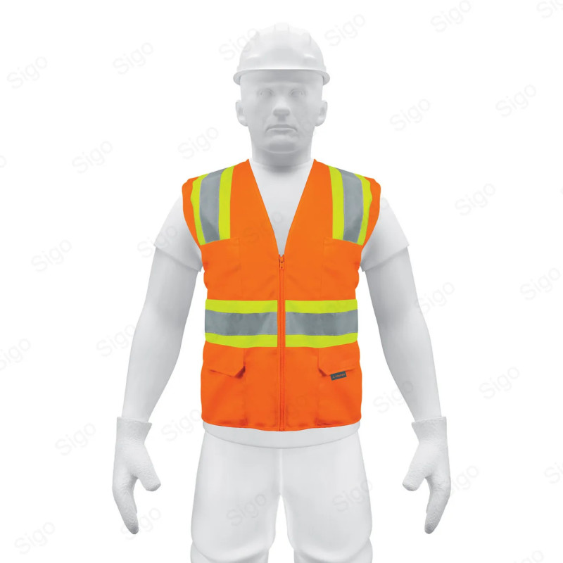 Chaleco Reflectivo de Seguridad Naranja Max Visibilidad 6 Bolsas, Chalecos Reflectivos