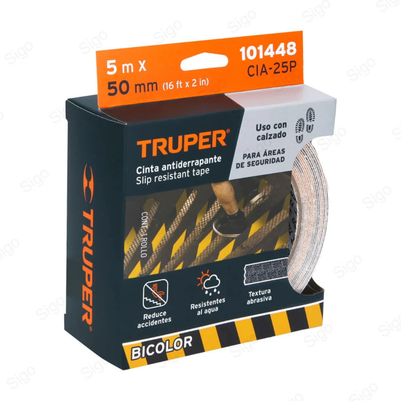 ▶︎ Rollo Cinta Antideslizante Amarilla/Negra | TRUPER