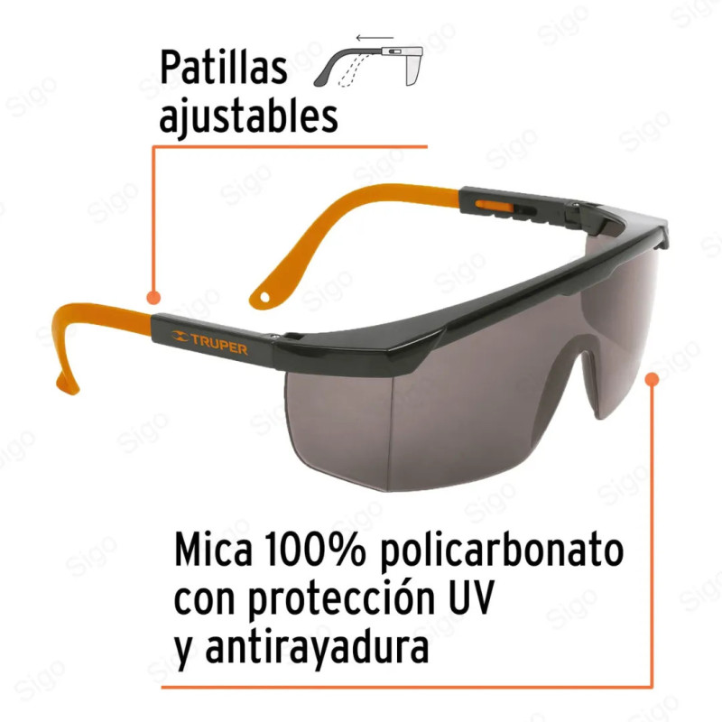 Lentes de Seguridad Ajustables Grises Truper Classic, Protección Visual