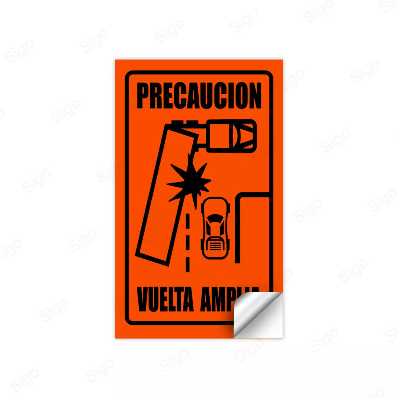 Calcomanias - Precaución Vuelta Ancha | Sigo