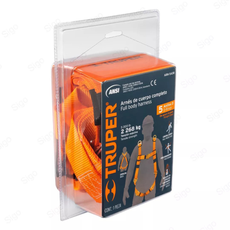 Arnés de Seguridad Cuerpo Completo | 5 Puntos, Protección Contra Caídas