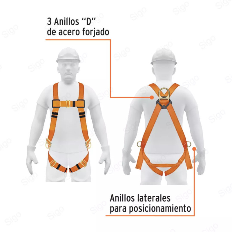 Arnés de Seguridad Cuerpo Completo | 3 Puntos, Laterales, Protección Contra Caídas