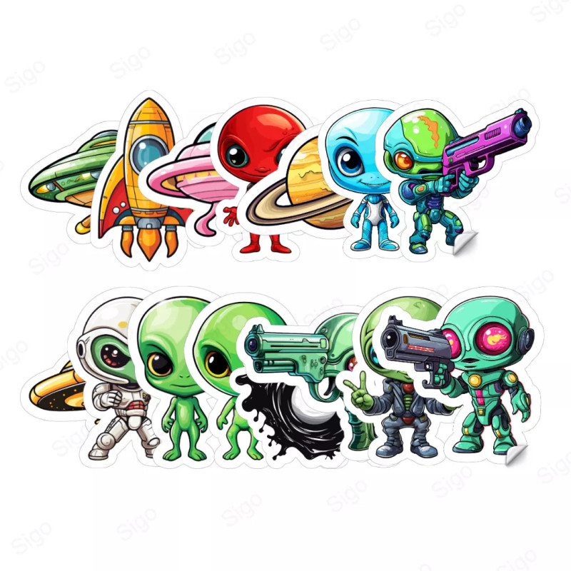 Pack de Calcomanías Aliens Espacial | 15 Unidades
