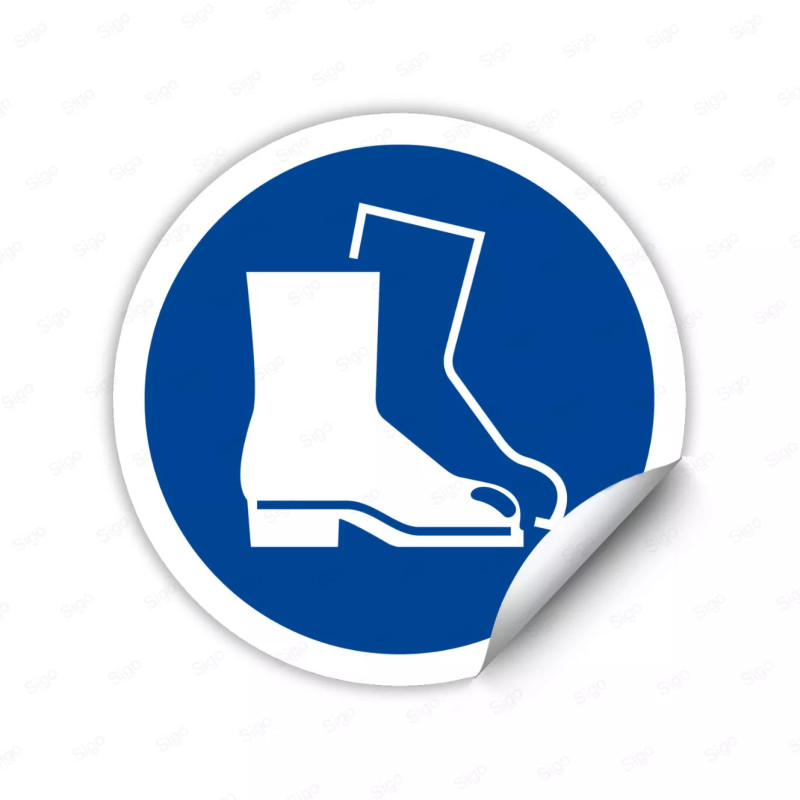 Calcomanía de Obligación Use Protección en los pies | CALC-OB-8
