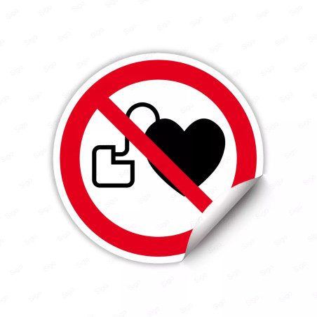 Calcomanía de Prohibición Prohibido el Paso a Personas con Dispositivos Cardiacos Implantados | CALC-PR-7