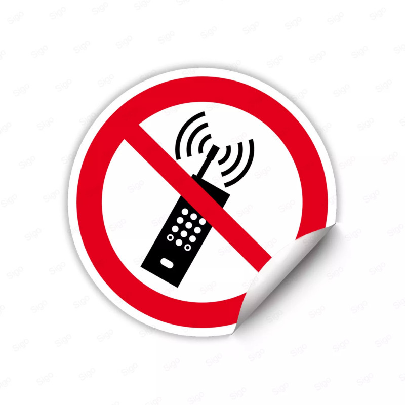 Calcomanía de Prohibición Teléfonos Móviles Activados Prohibidos| CALC-PR-13