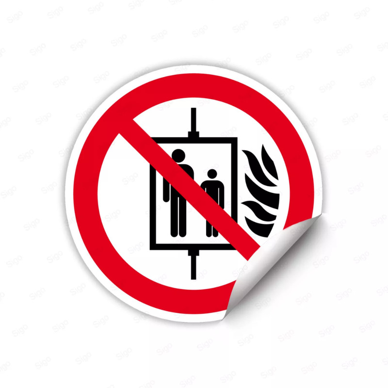 Calcomanía de Prohibición No Usar el Elevador en Caso de Incendio | CALC-PR-20