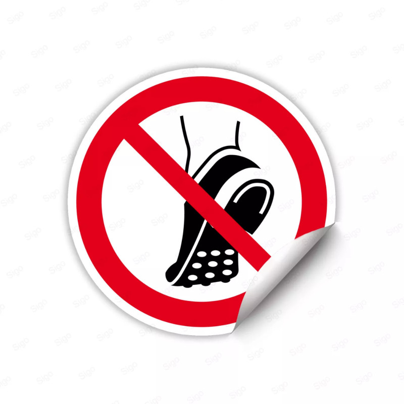 Calcomanía de Prohibición No Usar Calzado con Detalles Metálicos| CALC-PR-35