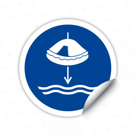 Calcomanía de Obligación Baje la Balsa Salvavidas al Agua (Secuencia de Lanzamiento de Bote Salvavidas) | CALC-OB-40