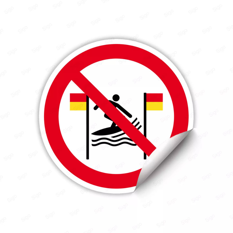 Calcomanía de Prohibición No Hacer Surf entre las Banderas Rojas y Amarillas| CALC-PR-64