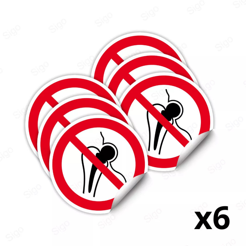 Calcomanía de Prohibición Prohibido el Paso a Personas con Implantes Metálicos| CALC-PR-14