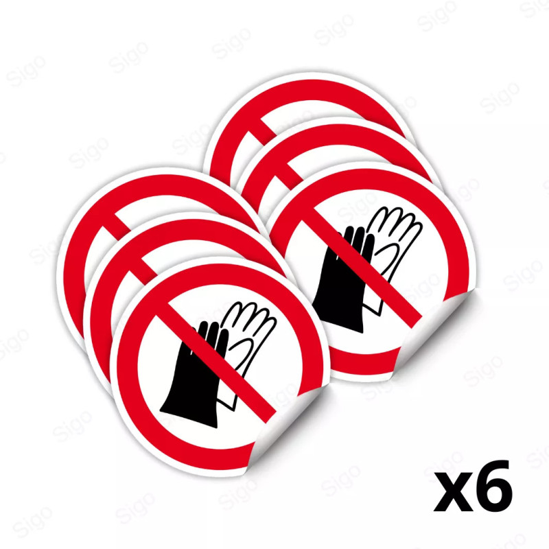 Calcomanía de Prohibición No Usar Guantes | CALC-PR-29