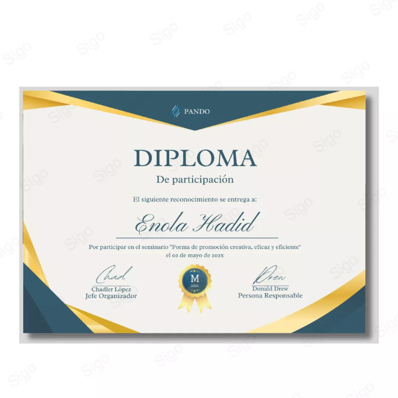 Impresión de Diplomas de Participación | Sigo