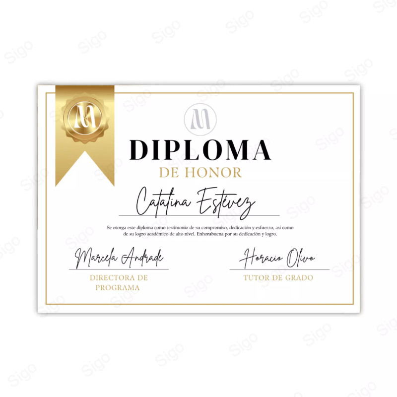 Impresión de Diploma de Honor