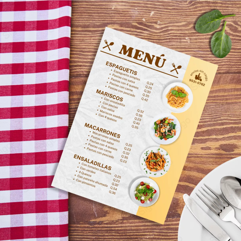 Menu Restaurante Tamaño Tabloide