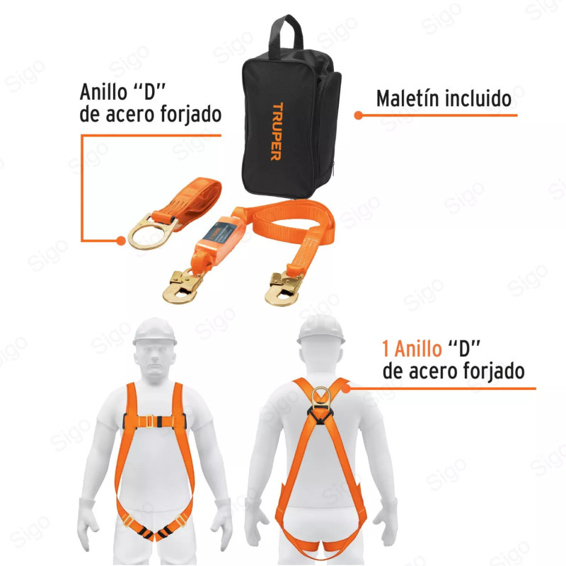 Kit Arnés de Seguridad Cuerpo Completo | 1 Punto, Protección Contra Caídas