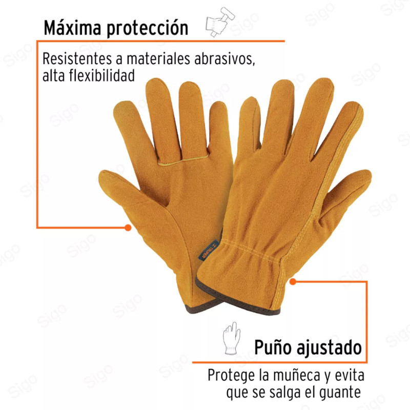 Guantes de Carnaza, Usos Generales, Chicos, Protección de Manos