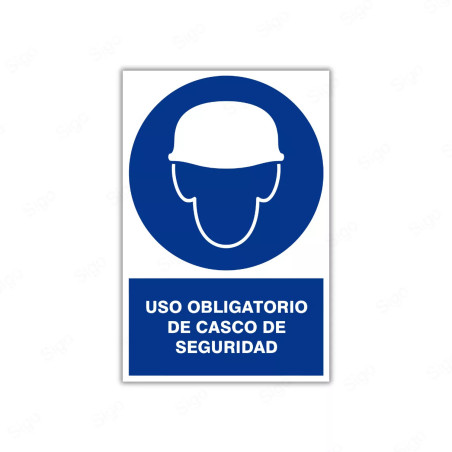 Rótulo de Obligación - Uso obligatorio de casco de seguridad| Cod. OB-2
