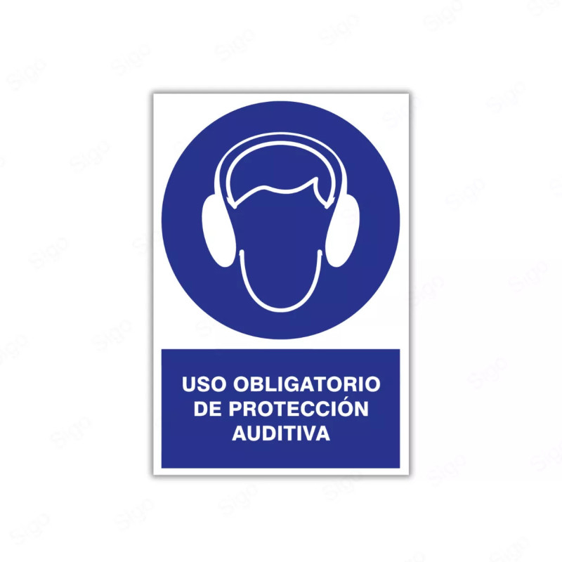 Rótulo de Obligación - Uso obligatorio de protección auditiva| Cod. OB-3