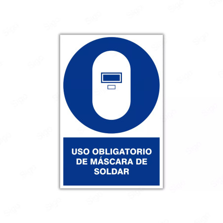 Rótulo de Obligación - Uso obligatorio de mascara de soldar| Cod. OB-6