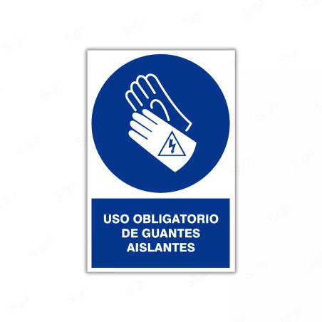 Rótulo de Obligación - Uso obligatorio de guantes aislantes| Cod. OB-8