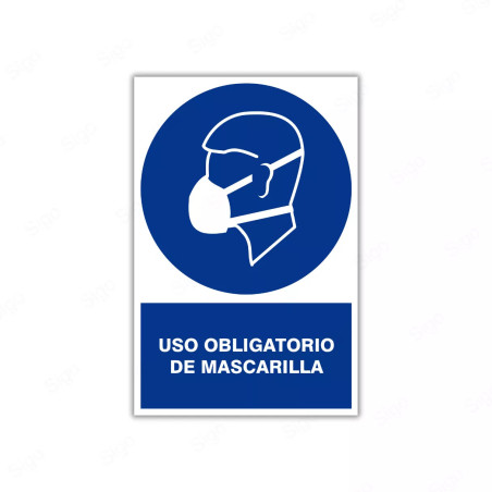 Rótulo de Obligación - Uso obligatorio de mascarilla| Cod. OB-10