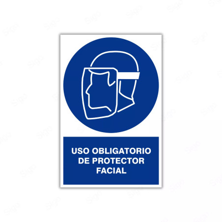 Rótulo de Obligación - Uso obligatorio de protector facial| Cod. OB-11