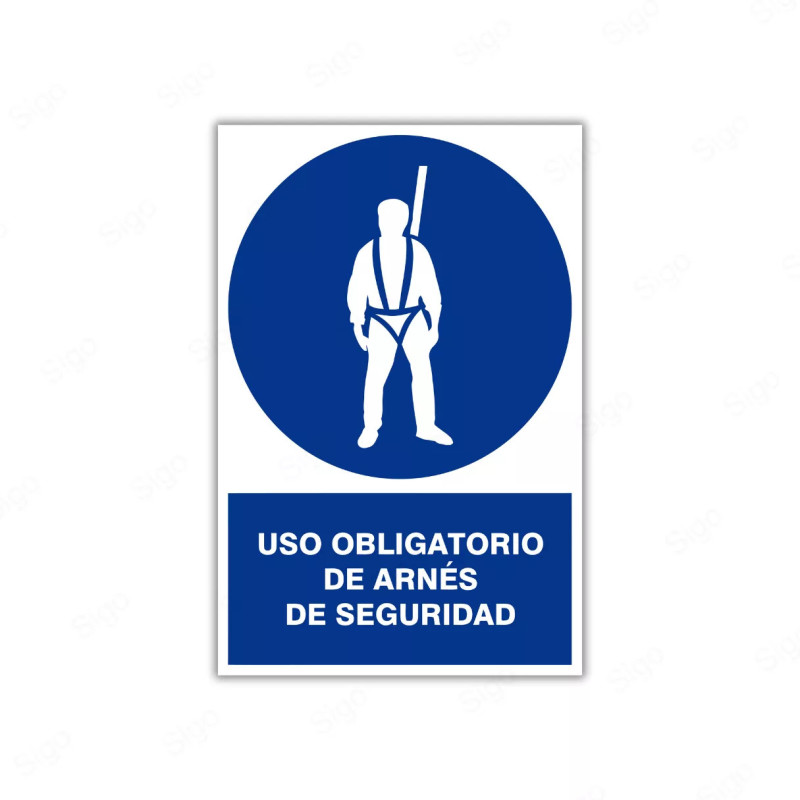 Rótulo de Obligación - Uso obligatorio de arnes de seguridad| Cod. OB-12