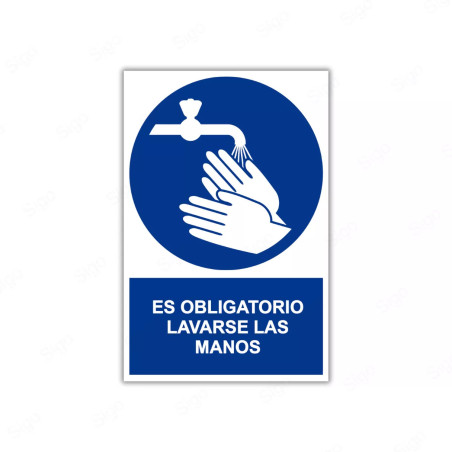 Rótulo de Obligación -Es obligatorio lavarse las manos| Cod. OB-24
