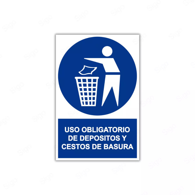 Rótulo de Obligación - Uso obligatorio de depósitos y cestos de basura| Cod. OB-36