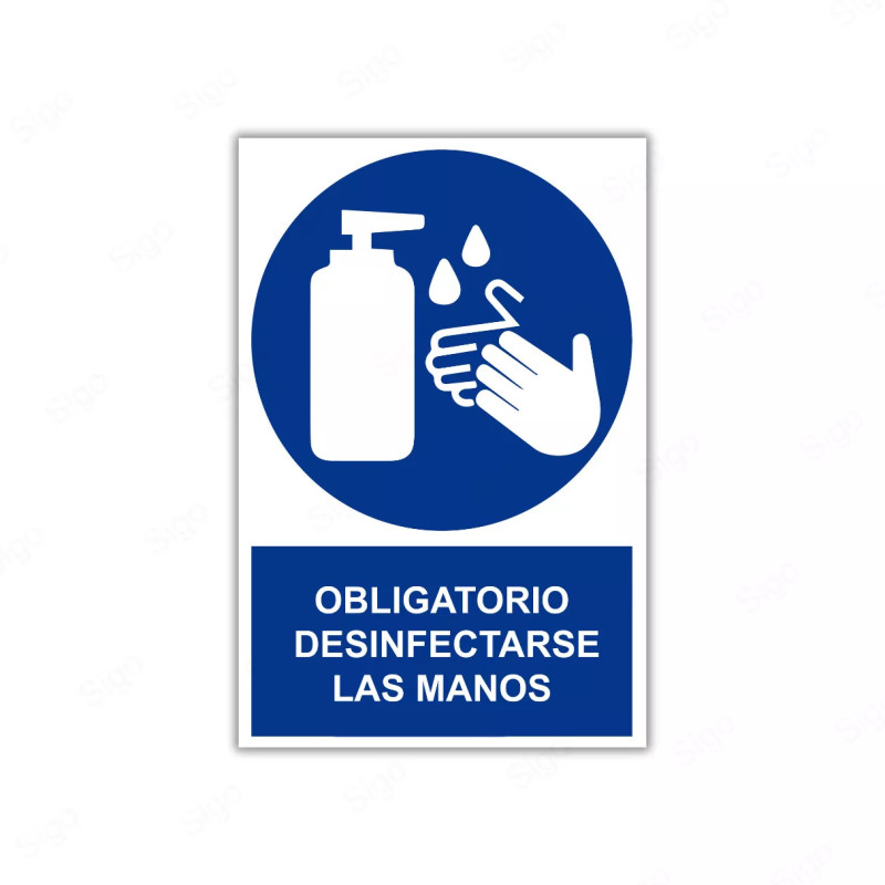 Rótulo de Obligación - Obligatorio desinfectarse las manos| Cod. OB-58