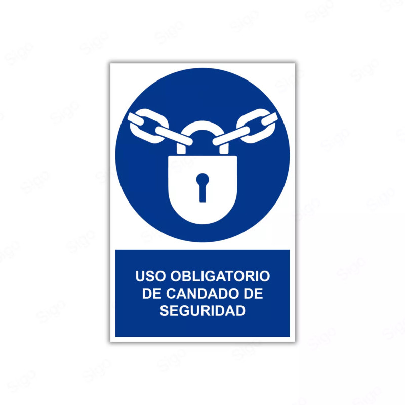 Rótulo de Obligación - Uso obligatorio de candado de seguridad| Cod. OB-59