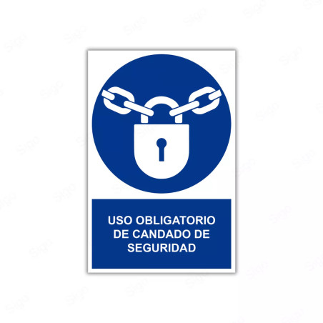 Rótulo de Obligación - Uso obligatorio de candado de seguridad| Cod. OB-59