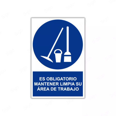 Rótulo de Obligación - es obligatorio mantener limpia su área de trabajo| Cod. OB-69