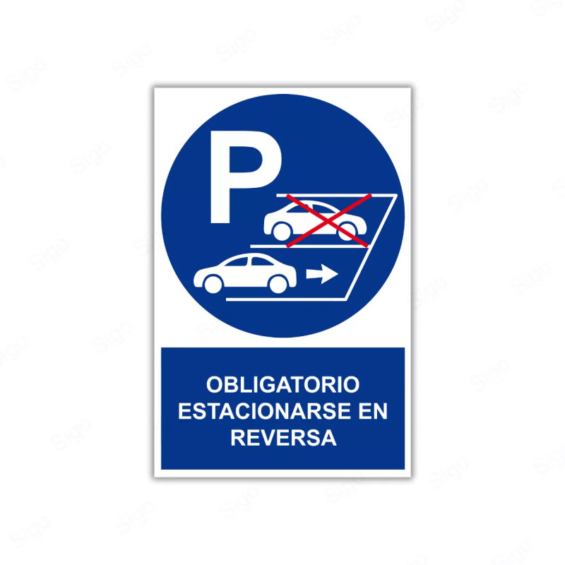 Rótulo de Obligación - Obligatorio estacionarse en reserva| Cod. OB-43