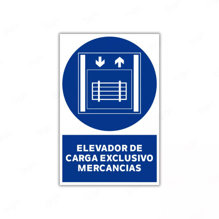 Rótulo de Obligación - Elevador de carga exclusivo mercancias| Cod. OB-48