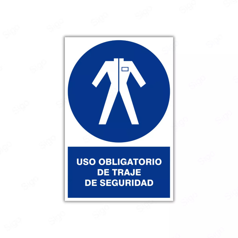 Rótulo de Obligación - Uso obligatorio de traje de seguridad| Cod. OB-13