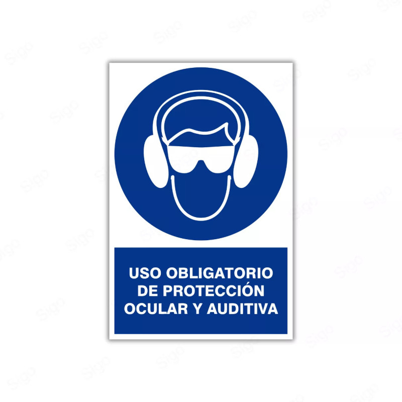 Rótulo de Obligación - Uso obligatorio de protección ocular y auditiva| Cod. OB-17