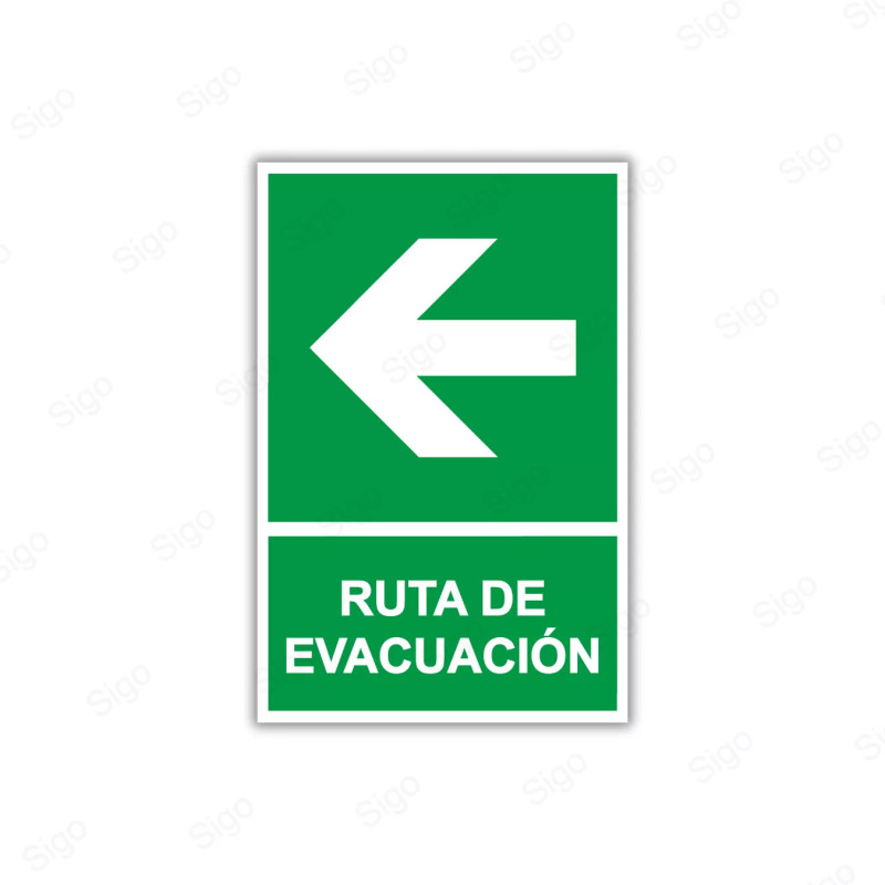 Rótulo de Ruta de Evacuación - Ruta de Evacuación Flecha Izquierda| EV - 10