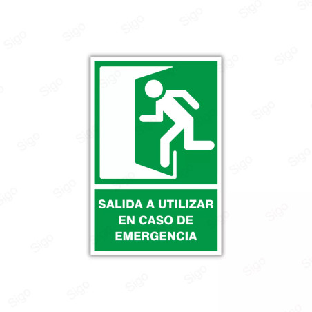 Rótulo de Ruta de Evacuación - Salida a Utilizar en Caso de Emergencia | EV-  22