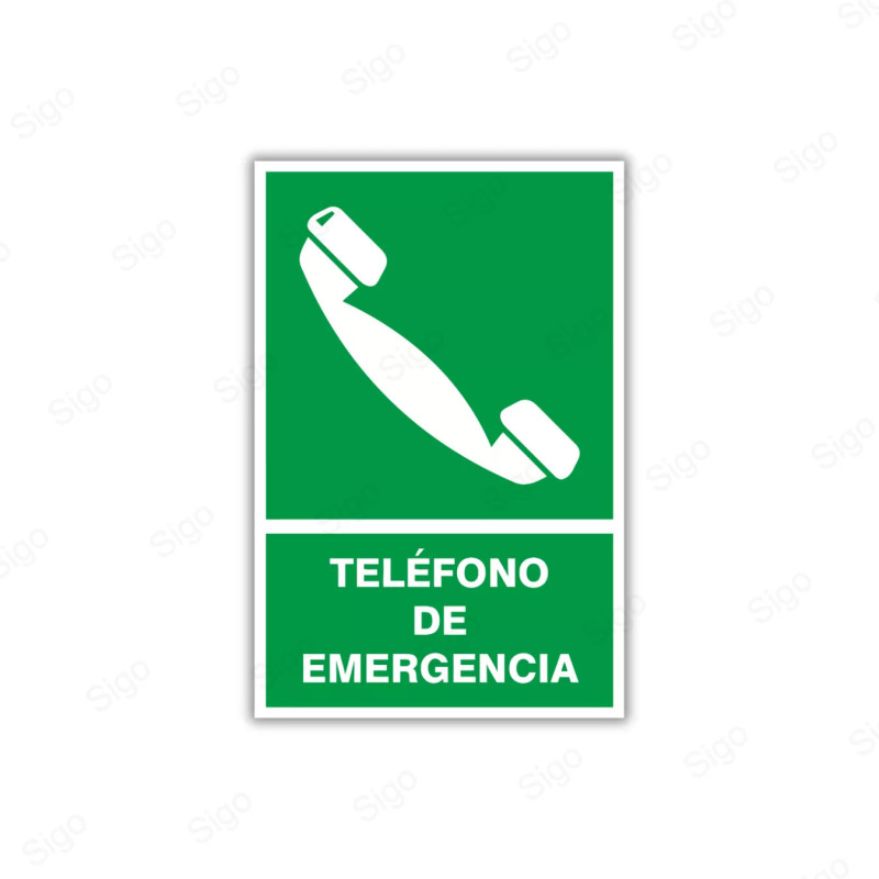Rótulo de Ruta de Evacuación - Teléfono de Emergencia | EV-  30