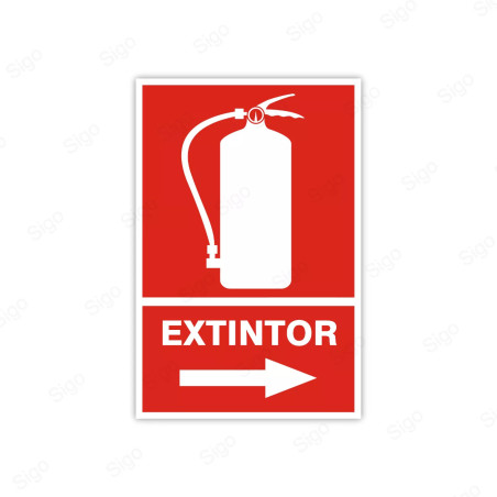 Rótulo Contra Incendios - Extintor flecha derecha| Cod. CI-2