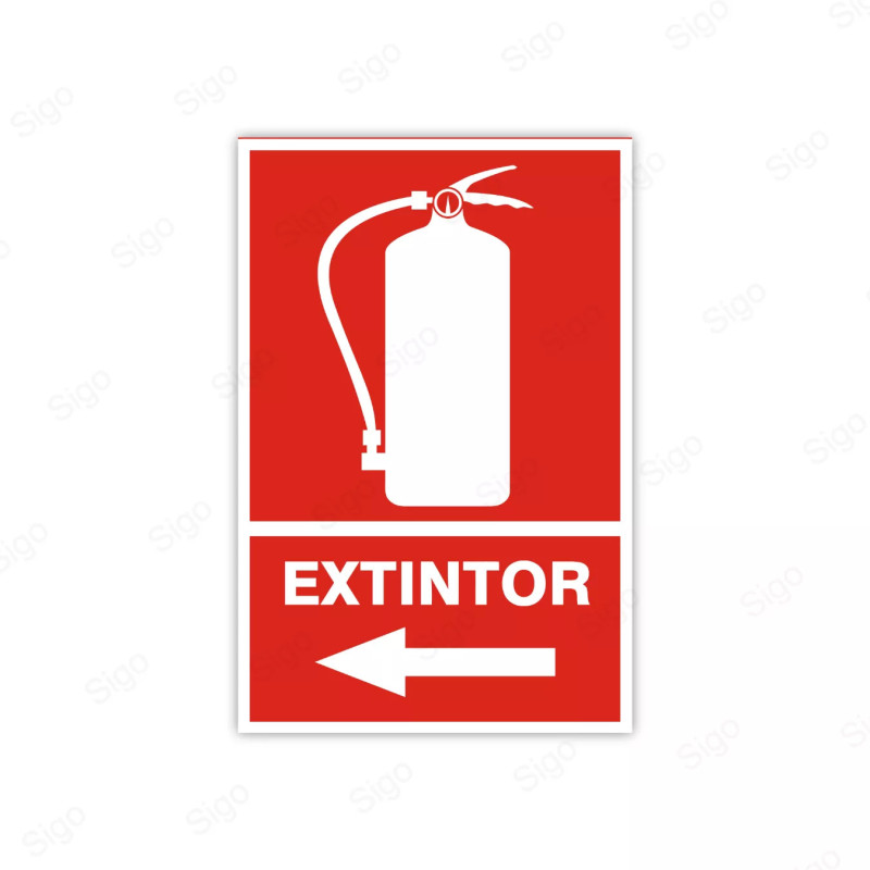 Rótulo Contra Incendios - Extintor flecha izquierda | Cod. CI-3
