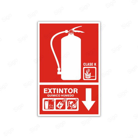 Rótulo Contra Incendios - Extintor CLASE K | Cod. CI- 9