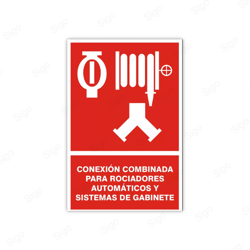 Rótulo Contra Incendios - Conección combinada para rociadores automáticos y sistemas de gabinete   | Cod. CI- 28